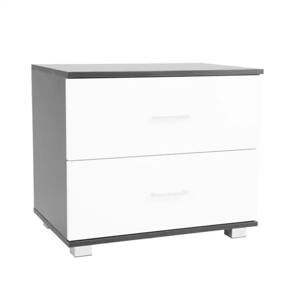 Sarantino Bedside Table Cabinet Storage Chest 2 Drawers Lamp Side Nightstand White Black - Furniture > Living Room