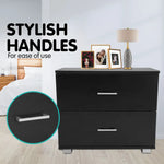 Sarantino Bedside Table Cabinet Storage Chest 2 Drawers Lamp Side Nightstand - Black - Furniture > Bedroom
