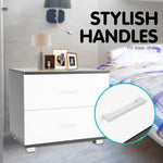 Sarantino Bedside Table Cabinet Storage Chest 2 Drawers Lamp Side Nightstand White Black - Furniture > Living Room