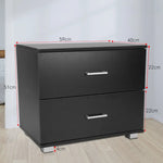 Sarantino Bedside Table Cabinet Storage Chest 2 Drawers Lamp Side Nightstand - Black - Furniture > Bedroom