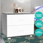 Sarantino Bedside Table Cabinet Storage Chest 2 Drawers Lamp Side Nightstand White Black - Furniture > Living Room