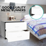 Sarantino Bedside Table Cabinet Storage Chest 2 Drawers Lamp Side Nightstand White Black - Furniture > Living Room
