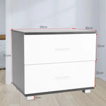 Sarantino Bedside Table Cabinet Storage Chest 2 Drawers Lamp Side Nightstand White Black - Furniture > Living Room