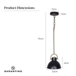 Sarantino Black and Gold Pendant Light - Home & Garden > Lighting