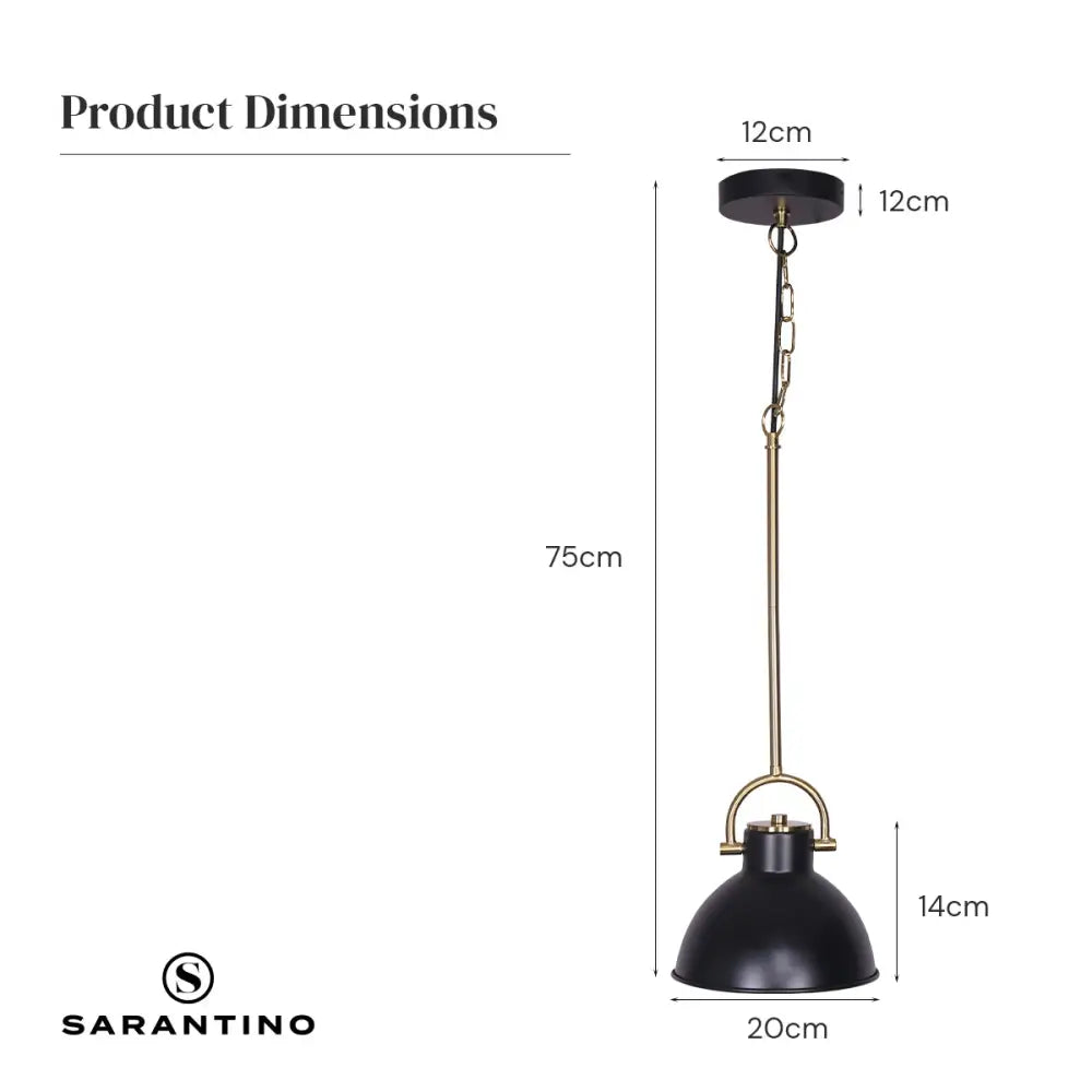 Sarantino Black and Gold Pendant Light - Home & Garden > Lighting