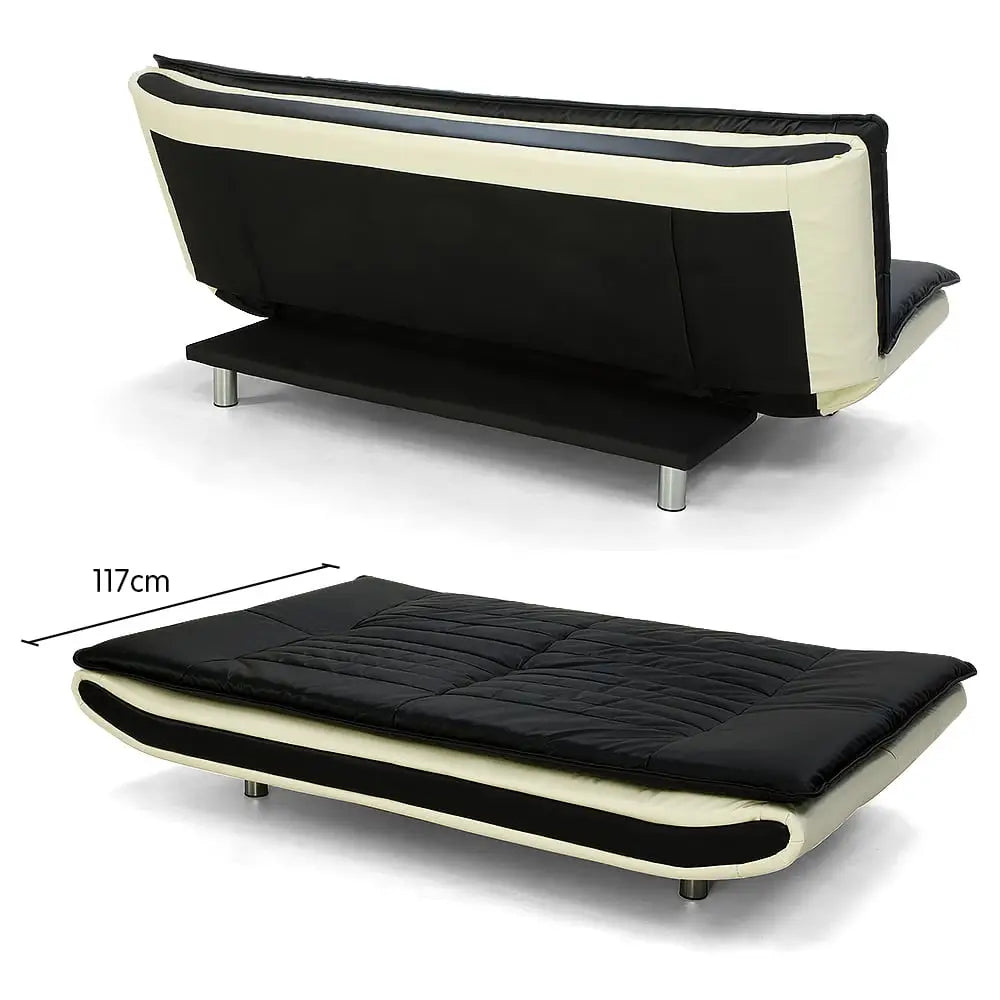 Sarantino Bronx Sofa Bed Faux Leather Lounge Couch Futon Furniture Adjustable Suite Black - Furniture > Sofas