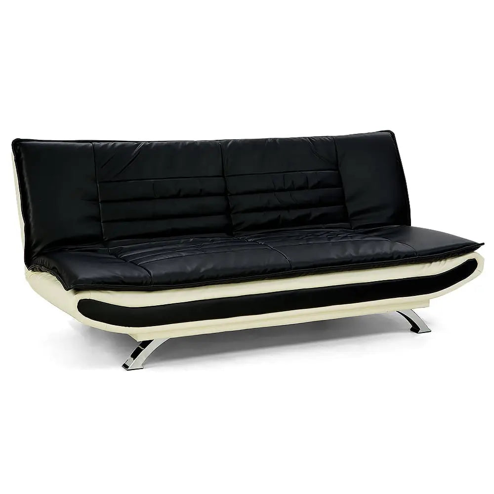 Sarantino Bronx Sofa Bed Faux Leather Lounge Couch Futon Furniture Adjustable Suite Black - Furniture > Sofas