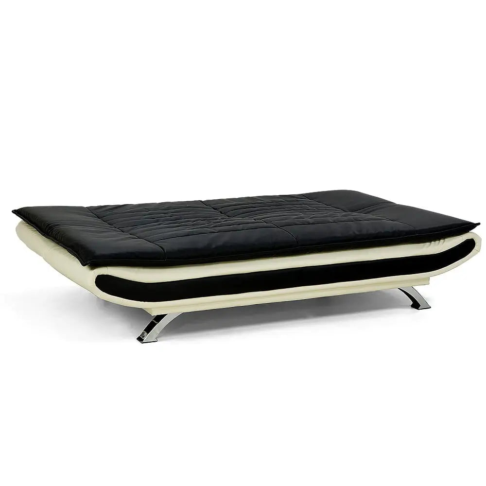 Sarantino Bronx Sofa Bed Faux Leather Lounge Couch Futon Furniture Adjustable Suite Black - Furniture > Sofas