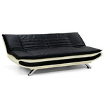 Sarantino Bronx Sofa Bed Faux Leather Lounge Couch Futon Furniture Adjustable Suite Black - Furniture > Sofas