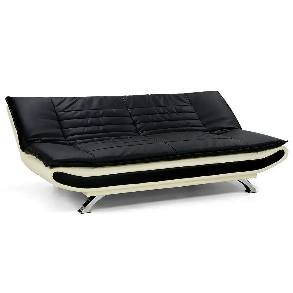 Sarantino Bronx Sofa Bed Faux Leather Lounge Couch Futon Furniture Adjustable Suite Black - Furniture > Sofas