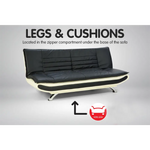 Sarantino Bronx Sofa Bed Faux Leather Lounge Couch Futon Furniture Adjustable Suite Black - Furniture > Sofas