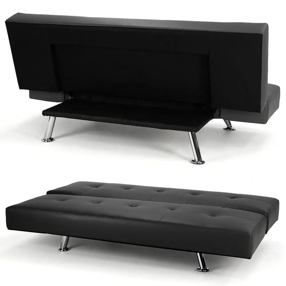 Sarantino Brooklyn Sofa Bed Faux Leather Lounge Couch Futon Furniture Adjustable Suite Bk - Furniture > Sofas > Sofas &