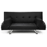 Sarantino Brooklyn Sofa Bed Faux Leather Lounge Couch Futon Furniture Adjustable Suite Bk - Furniture > Sofas > Sofas &