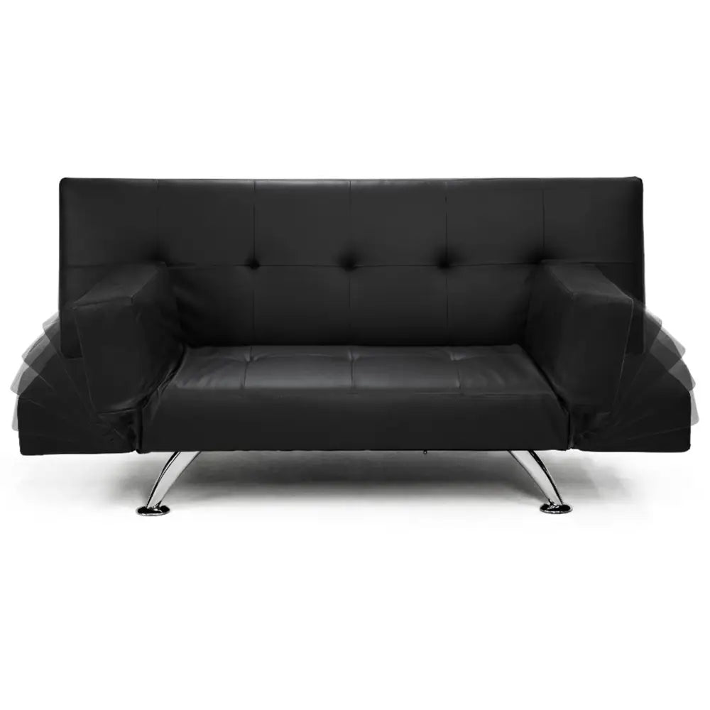 Sarantino Brooklyn Sofa Bed Faux Leather Lounge Couch Futon Furniture Adjustable Suite Bk - Furniture > Sofas > Sofas &