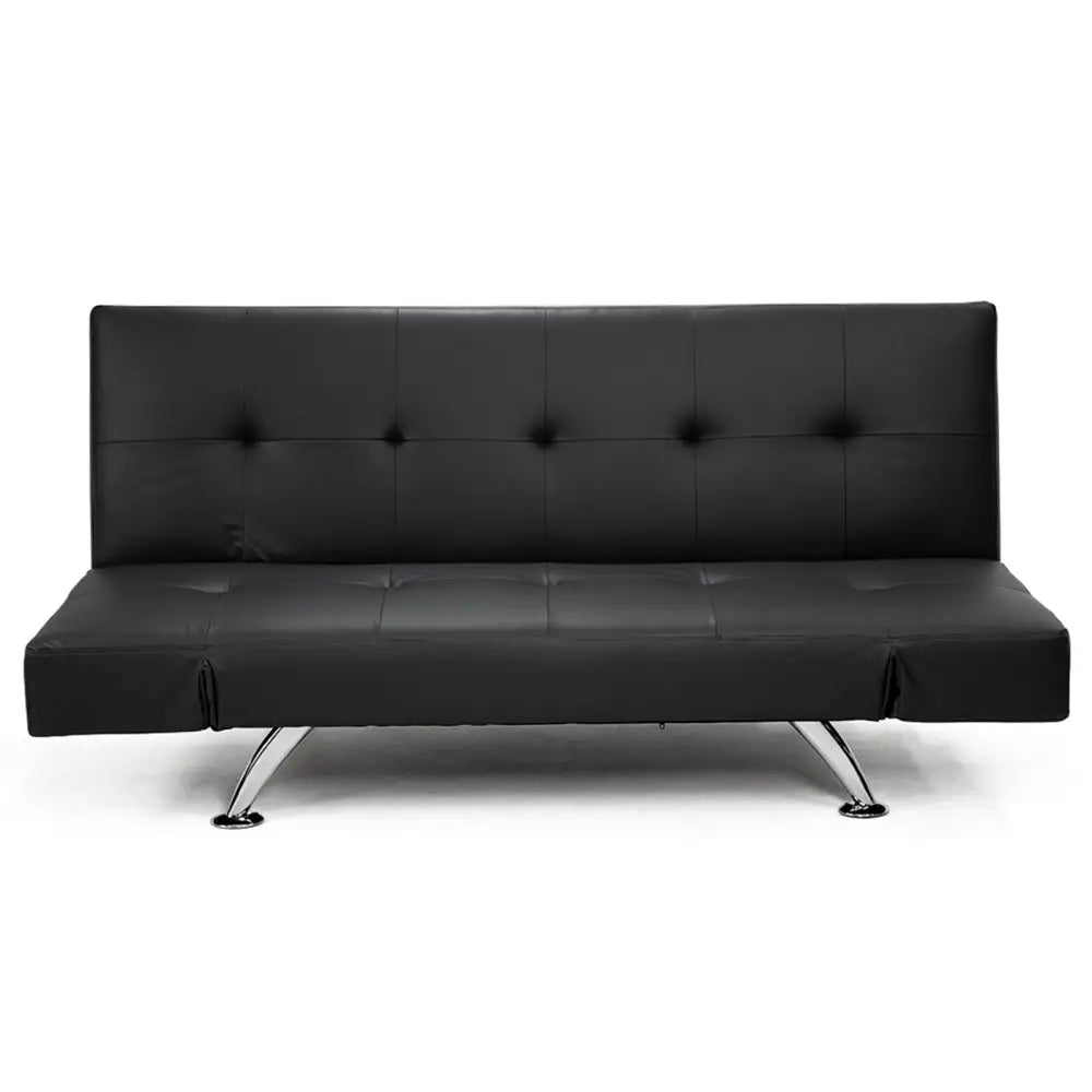 Sarantino Brooklyn Sofa Bed Faux Leather Lounge Couch Futon Furniture Adjustable Suite Bk - Furniture > Sofas > Sofas &