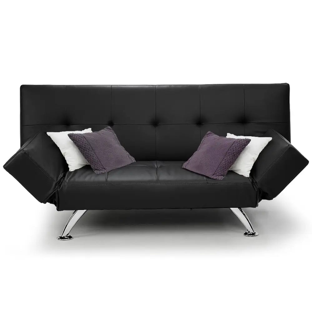 Sarantino Brooklyn Sofa Bed Faux Leather Lounge Couch Futon Furniture Adjustable Suite Bk - Furniture > Sofas > Sofas &