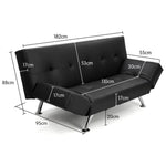 Sarantino Brooklyn Sofa Bed Faux Leather Lounge Couch Futon Furniture Adjustable Suite Bk - Furniture > Sofas > Sofas &