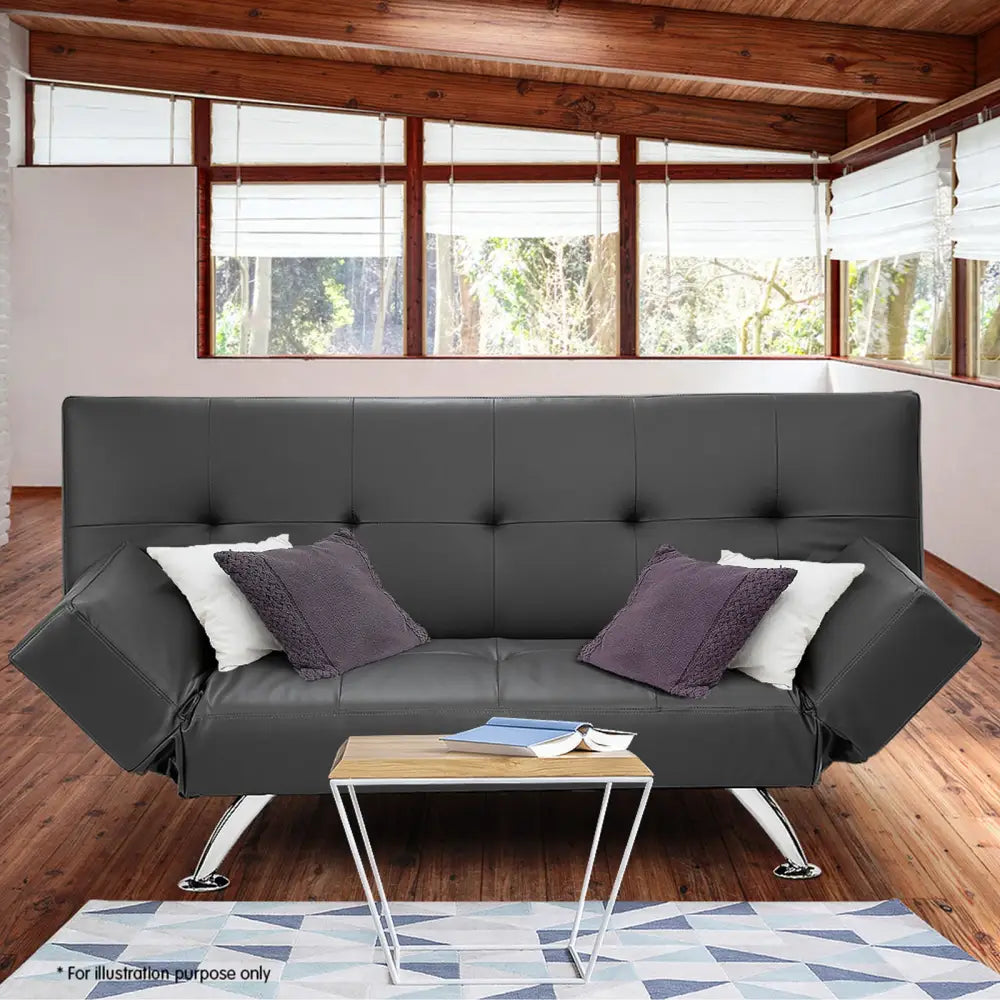 Sarantino Brooklyn Sofa Bed Lounge Faux Leather Couch Futon Furniture Adjustable Suite Gr - Furniture > Sofas