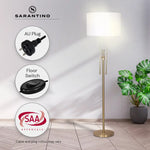 Sarantino Brushed Gold Height-Adjustable Metal Floor Lamp - Home & Garden > Lighting