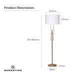 Sarantino Brushed Gold Height-Adjustable Metal Floor Lamp - Home & Garden > Lighting