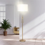 Sarantino Brushed Gold Height-Adjustable Metal Floor Lamp - Home & Garden > Lighting