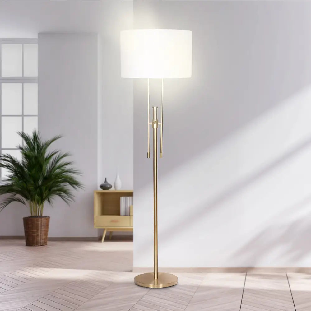 Sarantino Brushed Gold Height-Adjustable Metal Floor Lamp - Home & Garden > Lighting