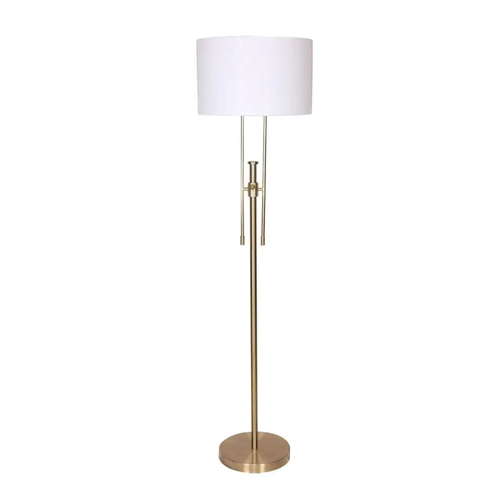 Sarantino Brushed Gold Height-Adjustable Metal Floor Lamp - Home & Garden > Lighting