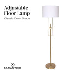 Sarantino Brushed Gold Height-Adjustable Metal Floor Lamp - Home & Garden > Lighting