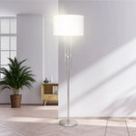 Sarantino Brushed Nickel Height-Adjustable Metal Floor Lamp - Home & Garden > Lighting