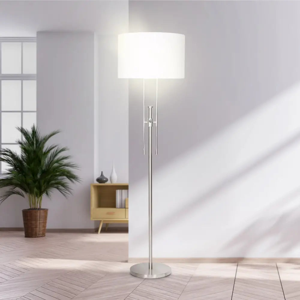 Sarantino Brushed Nickel Height-Adjustable Metal Floor Lamp - Home & Garden > Lighting