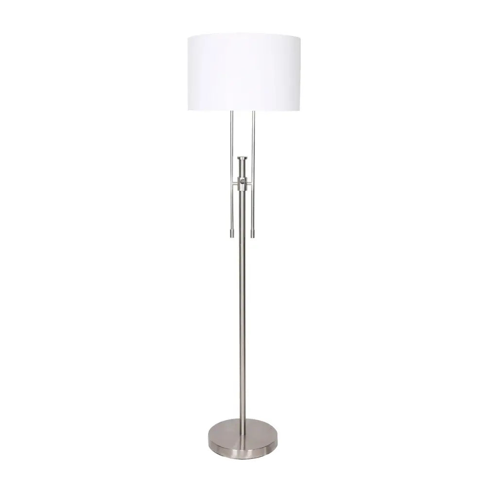 Sarantino Brushed Nickel Height-Adjustable Metal Floor Lamp - Home & Garden > Lighting