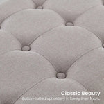 Sarantino Cameron Button-tufted Upholstered Bench With Metal Legs By Sarantino - Light Grey Linen - Furniture > Living