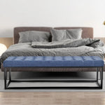 Sarantino Cameron Button-tufted Upholstered Bench With Metal Legs - Blue Linen - Furniture > Living Room
