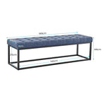 Sarantino Cameron Button-tufted Upholstered Bench With Metal Legs - Blue Linen - Furniture > Living Room