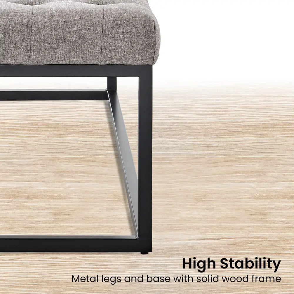 Sarantino Cameron Button-tufted Upholstered Bench With Metal Legs By Sarantino - Light Grey Linen - Furniture > Living
