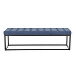 Sarantino Cameron Button-tufted Upholstered Bench With Metal Legs - Blue Linen - Furniture > Living Room