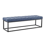 Sarantino Cameron Button-tufted Upholstered Bench With Metal Legs - Blue Linen - Furniture > Living Room