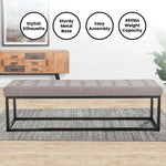 Sarantino Cameron Button-tufted Upholstered Bench With Metal Legs By Sarantino - Light Grey Linen - Furniture > Living