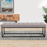 Sarantino Cameron Button-tufted Upholstered Bench With Metal Legs By Sarantino - Light Grey Linen - Furniture > Living
