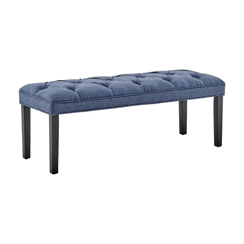 Sarantino Cate Button-tufted Upholstered Bench With Tapered Legs By Sarantino - Blue Linen - Furniture > Living Room