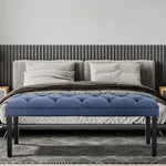 Sarantino Cate Button-tufted Upholstered Bench With Tapered Legs By Sarantino - Blue Linen - Furniture > Living Room