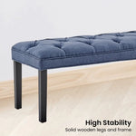 Sarantino Cate Button-tufted Upholstered Bench With Tapered Legs By Sarantino - Blue Linen - Furniture > Living Room