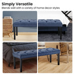 Sarantino Cate Button-tufted Upholstered Bench With Tapered Legs By Sarantino - Blue Linen - Furniture > Living Room