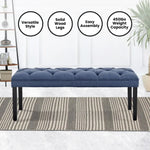 Sarantino Cate Button-tufted Upholstered Bench With Tapered Legs By Sarantino - Blue Linen - Furniture > Living Room