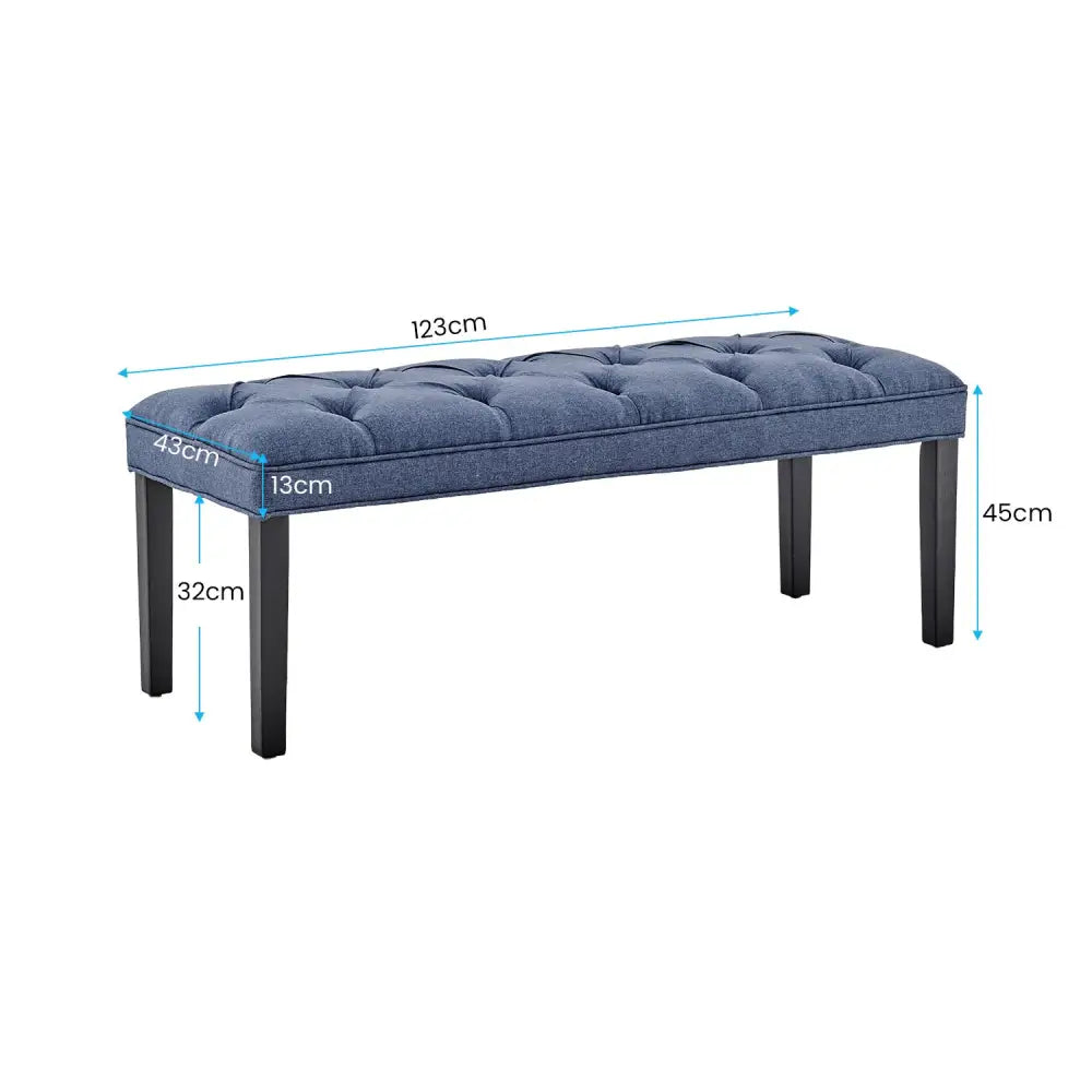 Sarantino Cate Button-tufted Upholstered Bench With Tapered Legs By Sarantino - Blue Linen - Furniture > Living Room