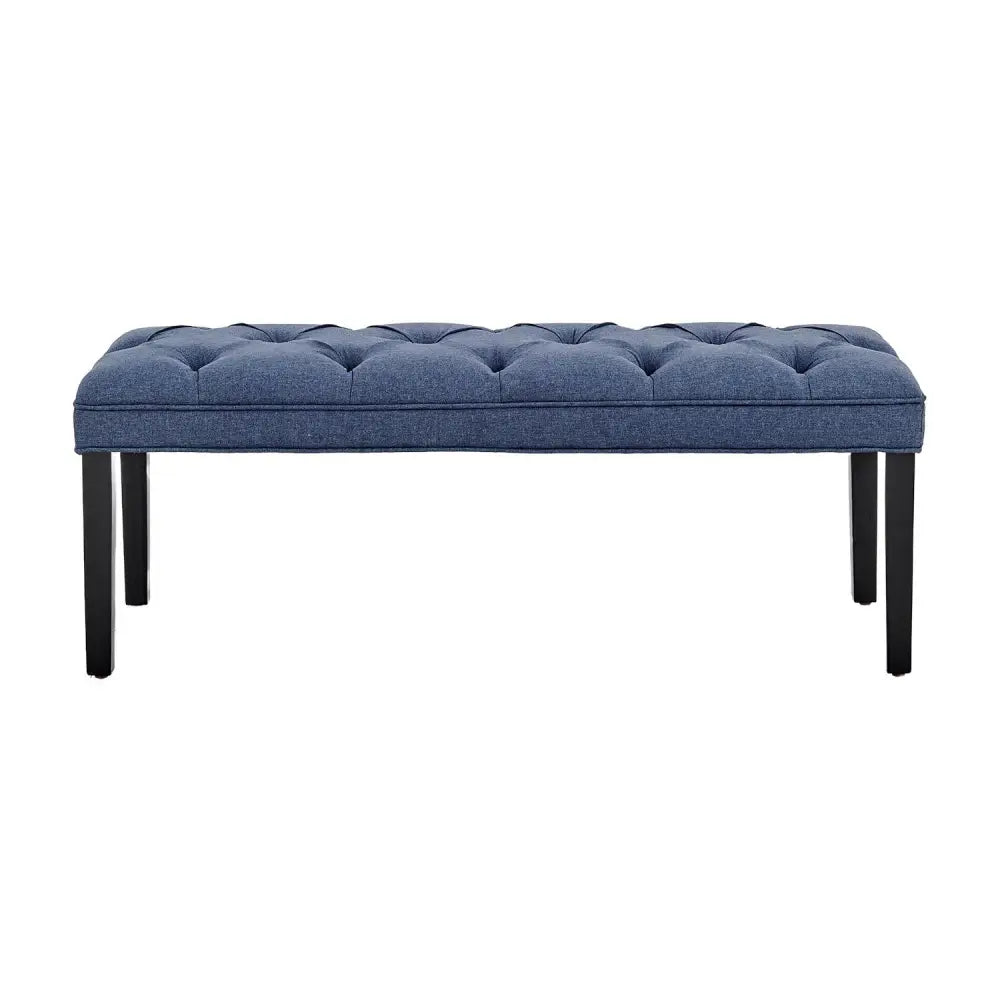 Sarantino Cate Button-tufted Upholstered Bench With Tapered Legs By Sarantino - Blue Linen - Furniture > Living Room