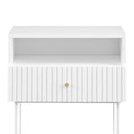 Sarantino Cecil Slender Fluted Bedside Table In White - Furniture > Bedroom