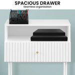 Sarantino Cecil Slender Fluted Bedside Table In White - Furniture > Bedroom