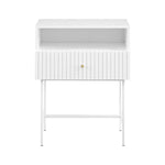 Sarantino Cecil Slender Fluted Bedside Table In White - Furniture > Bedroom