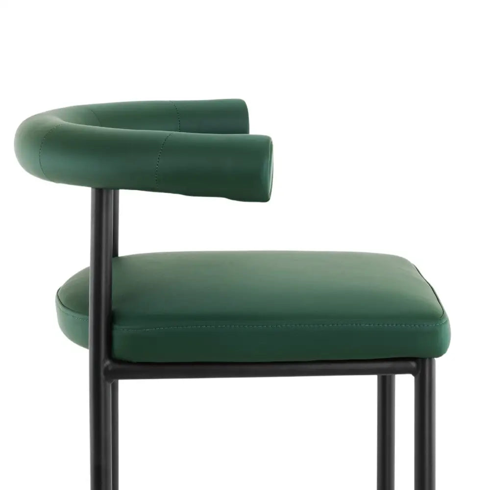 Sarantino Cedric Bar Stool W/ High-density Foam Upholstered In Pu Leather Sturdy Iron Frame Green - Furniture > Bar